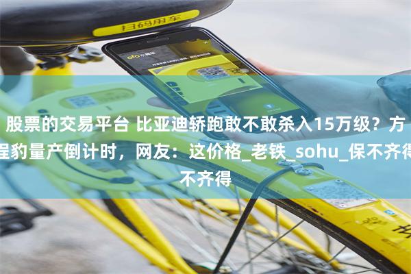 股票的交易平台 比亚迪轿跑敢不敢杀入15万级？方程豹量产倒计时，网友：这价格_老铁_sohu_保不齐得